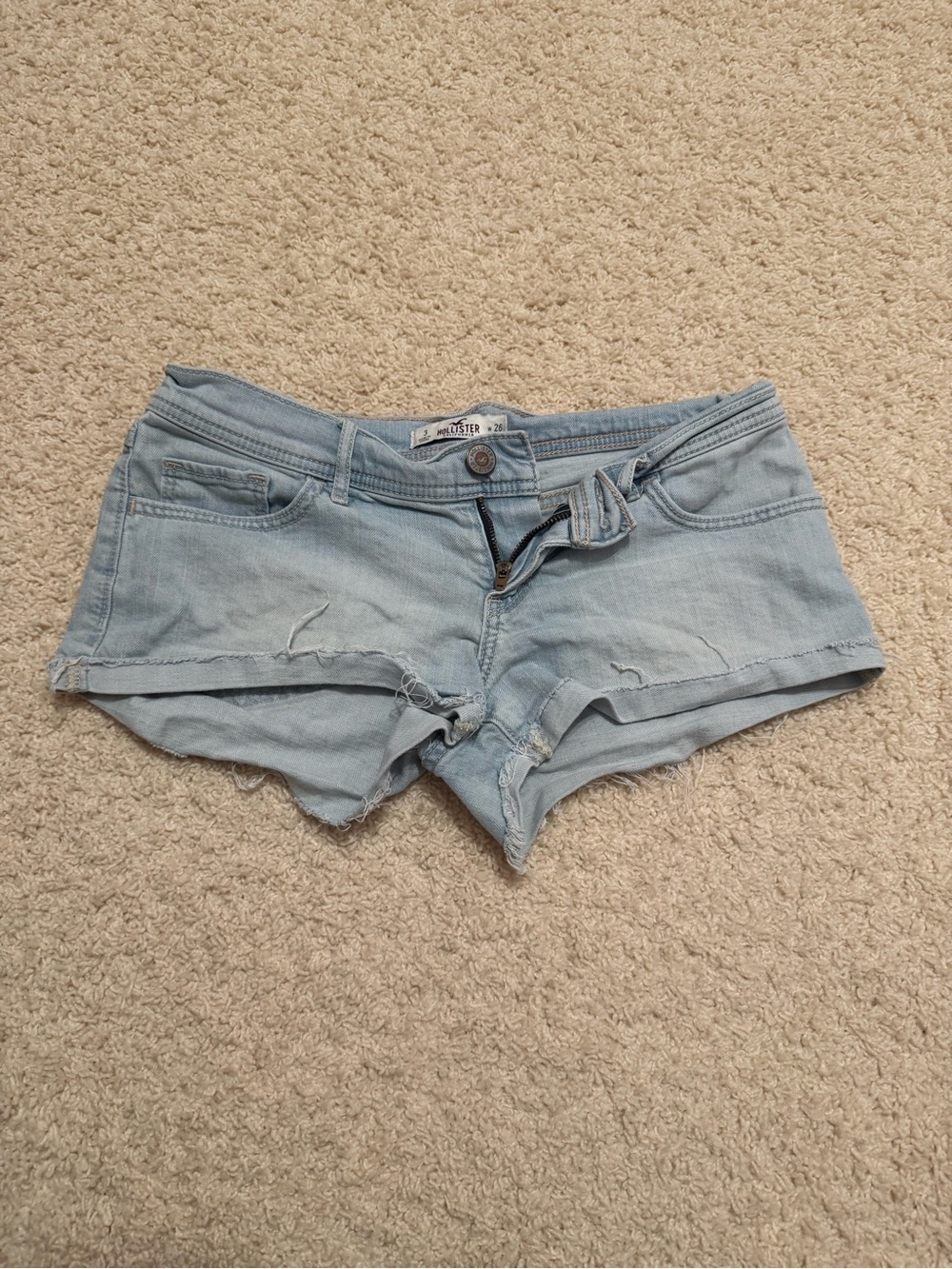 Hollister Light Wash Distressed Denim Shorts